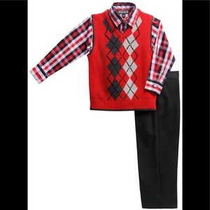 Boys Argyle Sweater Vest Set Sz 7